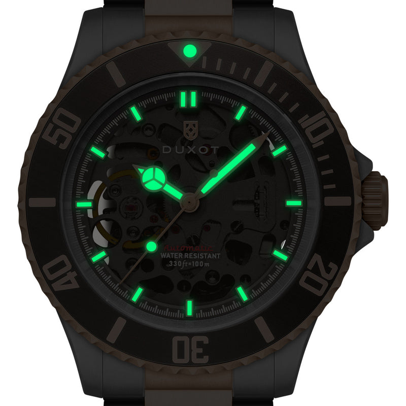 Duxot Atlantica Skeleton Automatic Two Tone Brown #DX-2067-66