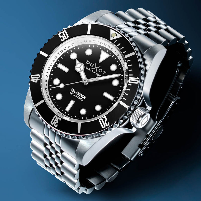Duxot x Islander Mechaquartz Atlantica Dive Watch with Black Dial #DX-2070-LIW11