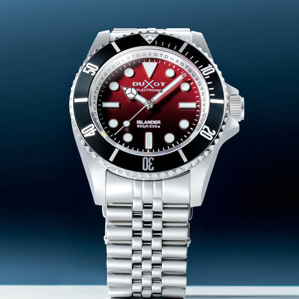 Duxot x Islander Mechaquartz Atlantica Dive Watch with Degrading Red Dial #DX-2070-LIW33