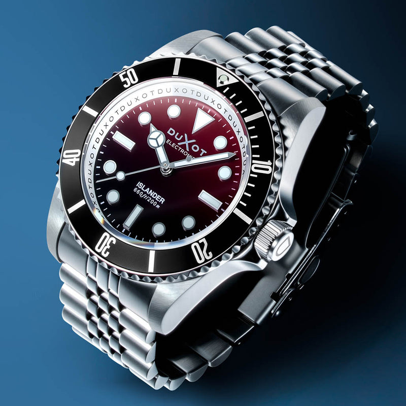 Duxot x Islander Mechaquartz Atlantica Dive Watch with Degrading Red Dial #DX-2070-LIW33