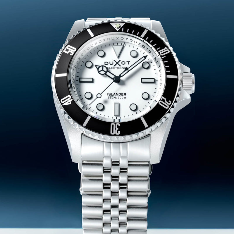 Duxot x Islander Mechaquartz Atlantica Dive Watch with White Dial #DX-2070-LIW44