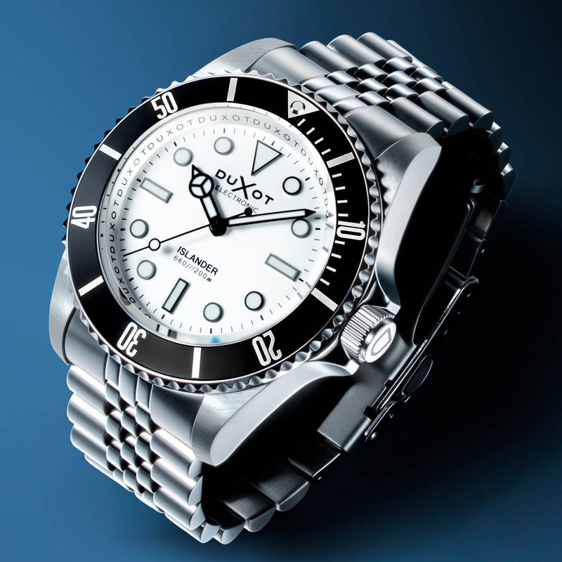 Duxot x Islander Mechaquartz Atlantica Dive Watch with White Dial #DX-2070-LIW44