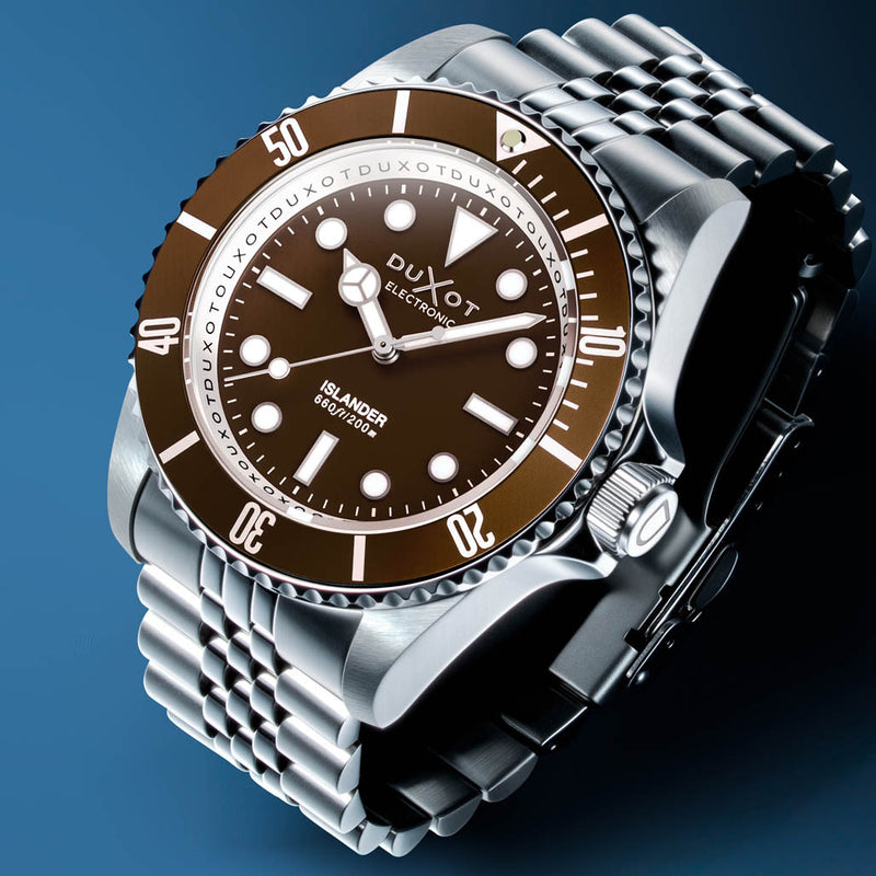 Duxot x Islander Mechaquartz Atlantica Dive Watch with Brown Dial #DX-2070-LIW55