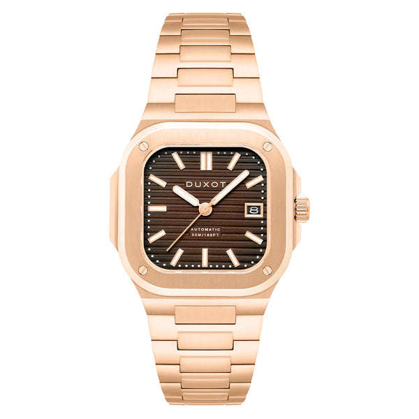 Duxot Quadrata Automatic in Walnut Brown #DX-2073-55