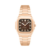 Duxot Quadrata Automatic in Walnut Brown #DX-2073-55