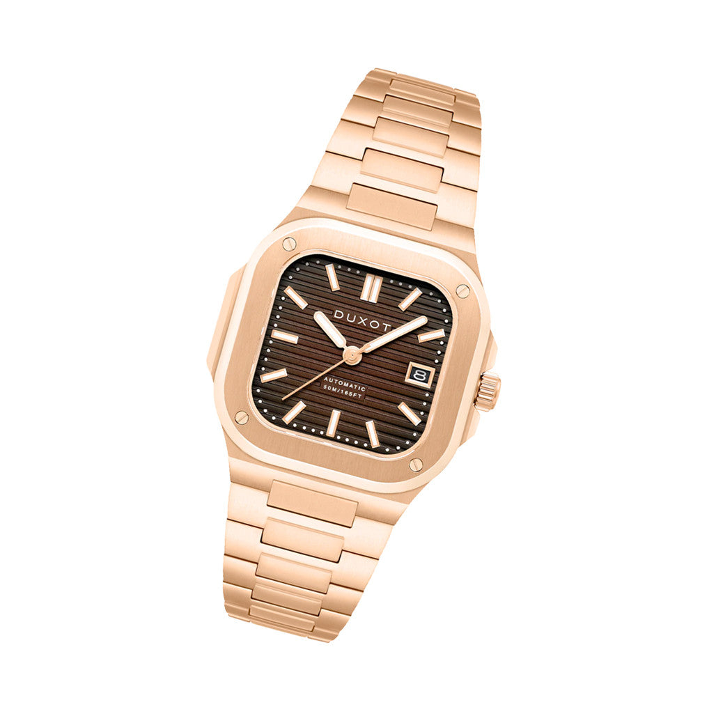 Duxot Quadrata Automatic in Walnut Brown #DX-2073-55 — Long Island