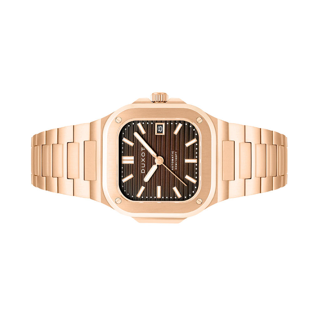 Duxot Quadrata Automatic in Walnut Brown #DX-2073-55 — Long Island