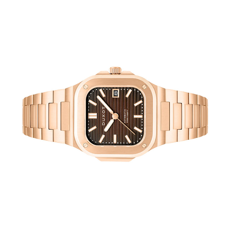 Duxot Quadrata Automatic in Walnut Brown #DX-2073-55