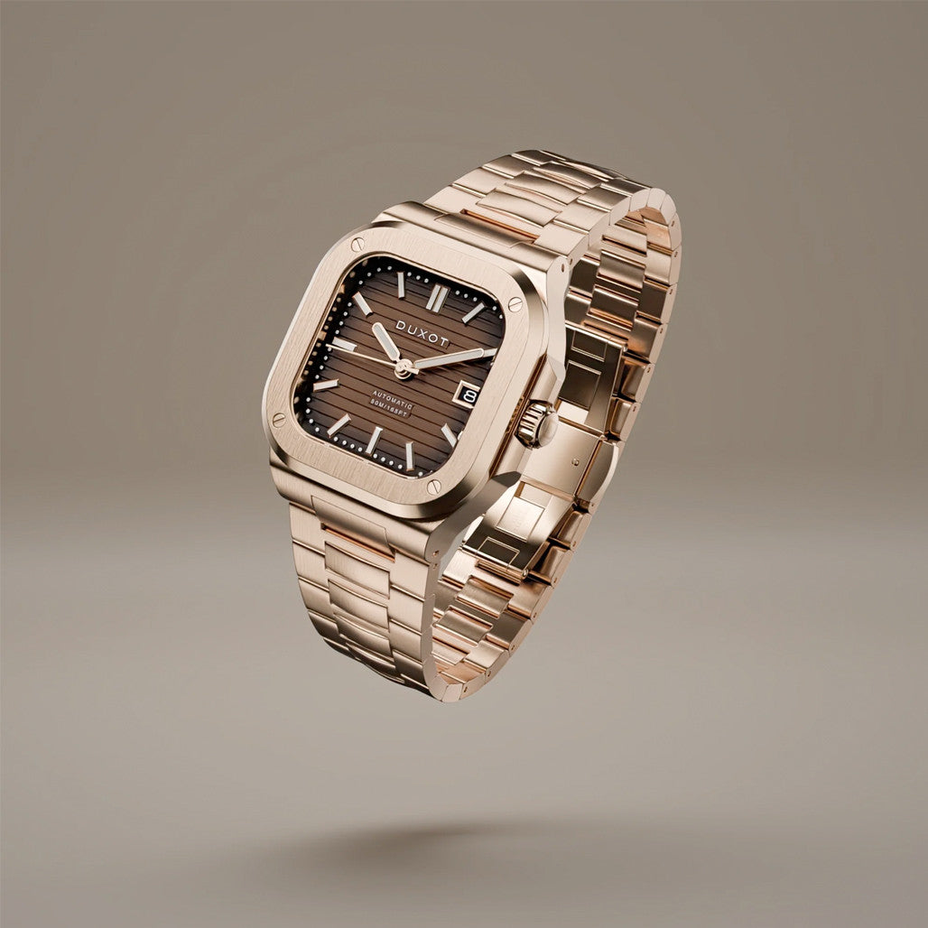 Duxot Quadrata Automatic in Walnut Brown #DX-2073-55 — Long Island