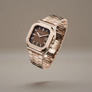 Duxot Quadrata Automatic in Walnut Brown #DX-2073-55