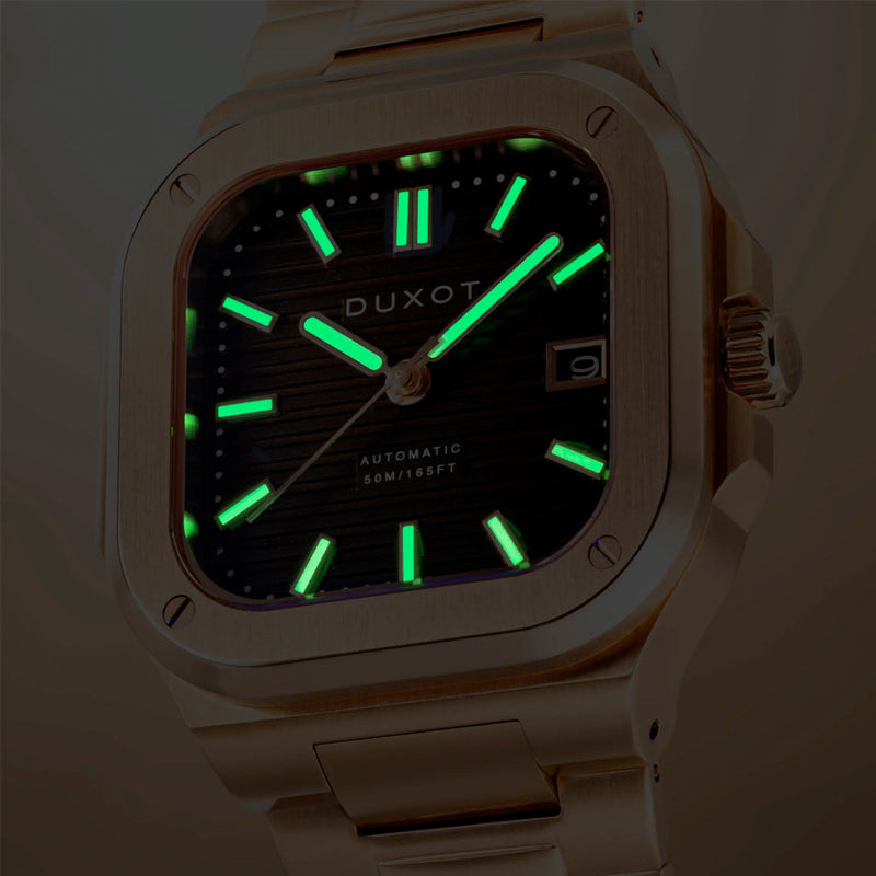 Duxot Quadrata Automatic in Walnut Brown #DX-2073-55