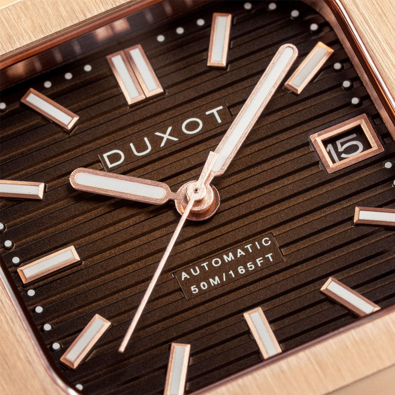 Duxot Quadrata Automatic in Walnut Brown #DX-2073-55