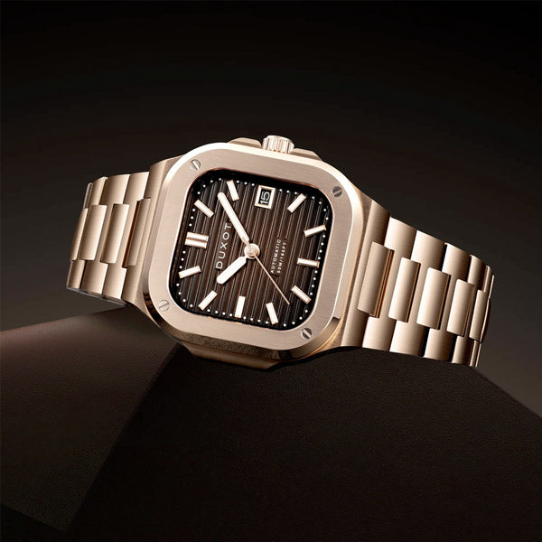 Duxot Quadrata Automatic in Walnut Brown #DX-2073-55