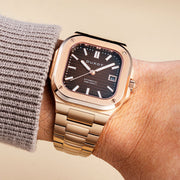 Duxot Quadrata Automatic in Walnut Brown #DX-2073-55