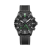 Damasko Black 42mm Chronograph with a Stopwatch and a 12-hour Totalizer #DC86/2Bk-Gn