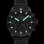 Damasko Black 42mm Chronograph with a Stopwatch and a 12-hour Totalizer #DC86/2Bk-Gn lume