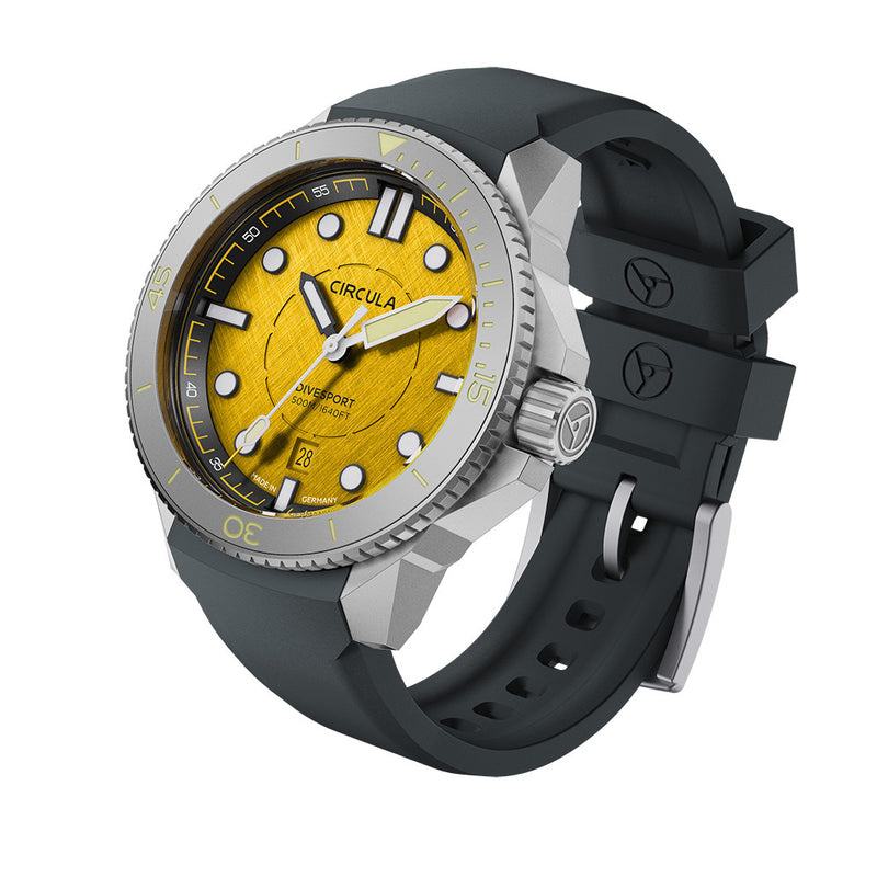 Circula DiveSport Titanium Automatic Dive Watch with Yellow Dial #DE-TR-JT