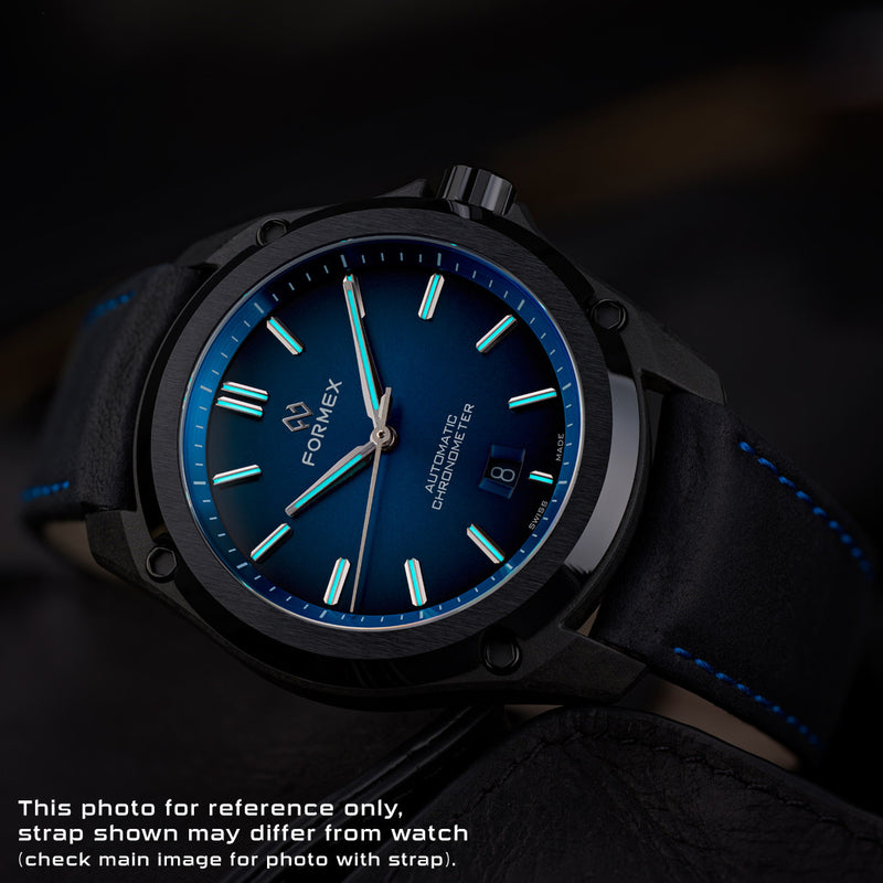 Formex Essence Leggera FortyOne (41mm) COSC Automatic Carbon Case Watch with Electric Blue Dial #0331.4.6339.844 lifestyle