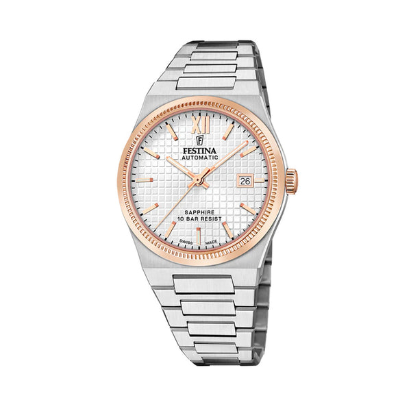 Festina Swiss Made Rose Gold Automatic With Silver Dial #F20030-1