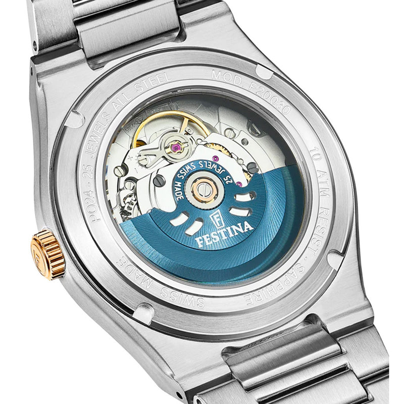 Festina Swiss Made Rose Gold Automatic With Silver Dial #F20030-1