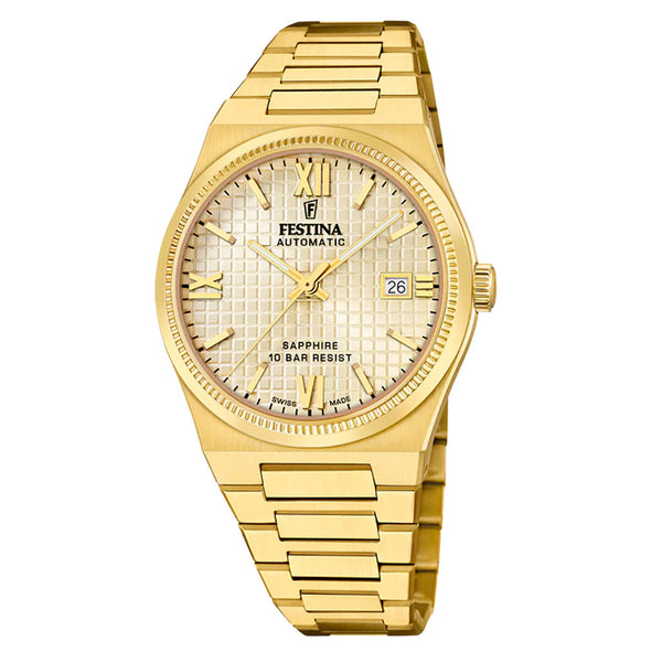 Festina Swiss Made Gold-Tone Automatic With Champagne Dial #F20032-2