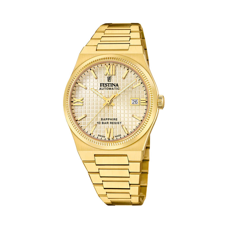 Festina Swiss Made Gold-Tone Automatic With Champagne Dial #F20032-2