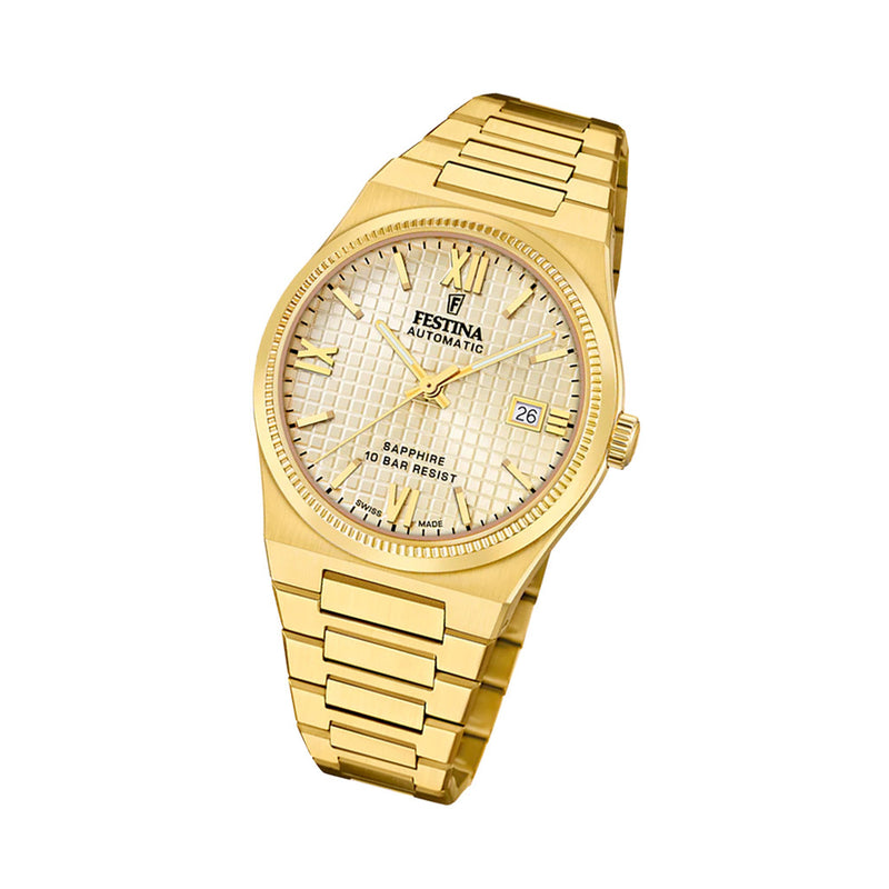 Festina Swiss Made Gold-Tone Automatic With Champagne Dial #F20032-2