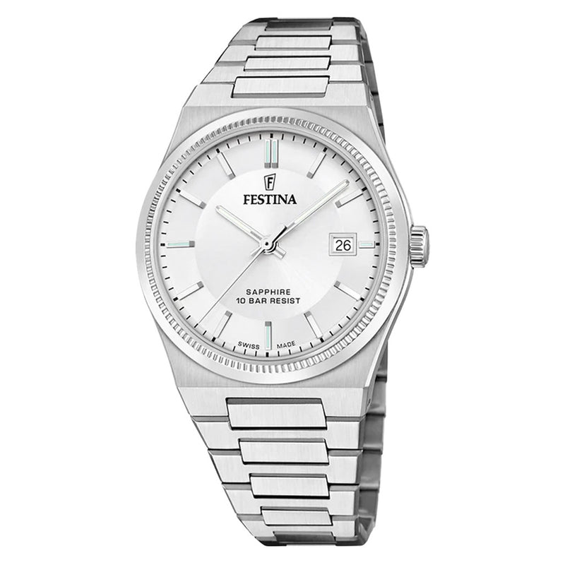 Festina Swiss Made Stainless Steel Retro Quartz with White Dial #F20034-1