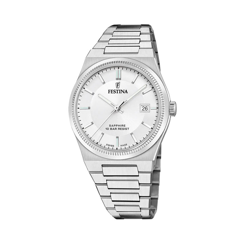 Festina Swiss Made Stainless Steel Retro Quartz with White Dial #F20034-1