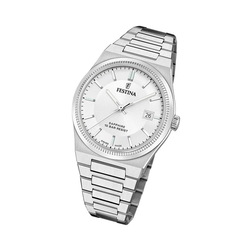 Festina Swiss Made Stainless Steel Retro Quartz with White Dial #F20034-1