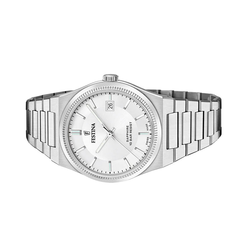 Festina Swiss Made Stainless Steel Retro Quartz with White Dial #F20034-1