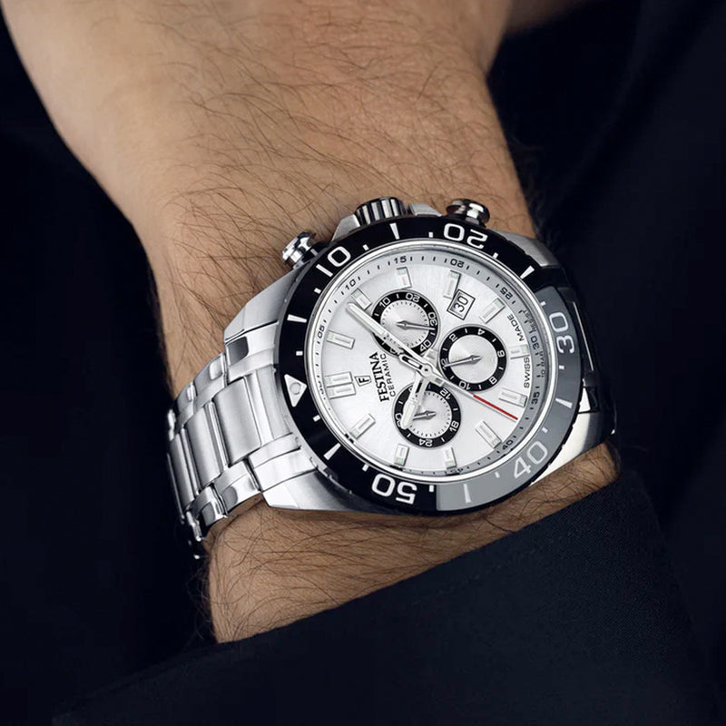Festina Swiss Made Chronograph With Silver Dial #F20042-1