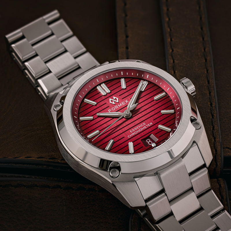Formex Essence ThirtyNine Swiss Automatic Chronometer with Red Gamaret Dial #0333-1-6371-100 lifestyle