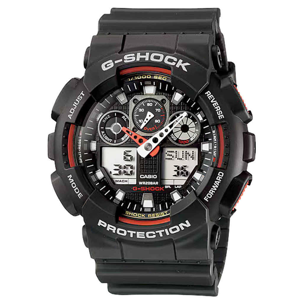 G-SHOCK DWX-100-4BT G-LIDE 赤 黒 デジタル 腕時計 Casio G-Shock GA-100 Series in Black and Red #GA100-1A4 — Long
