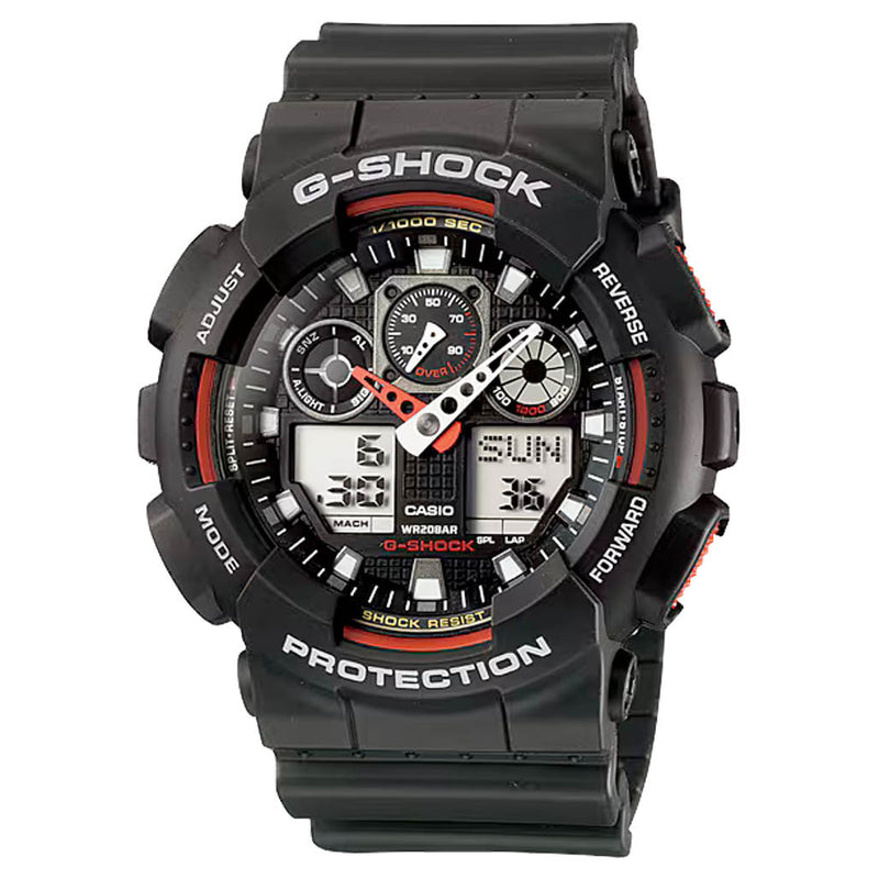 Casio G-Shock GA-100 Series in Black and Red #GA100-1A4