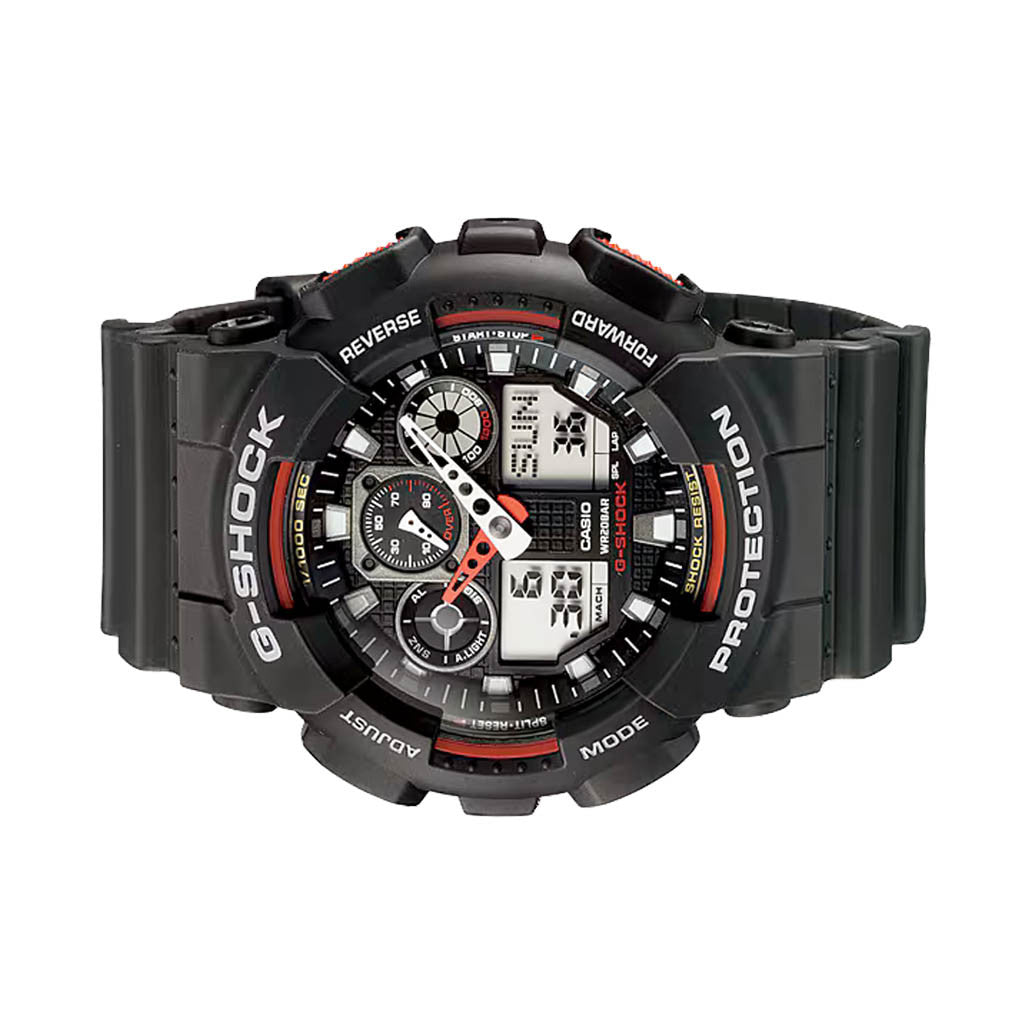 Casio G-Shock GA-100 Series in Black and Red #GA100-1A4 — Long