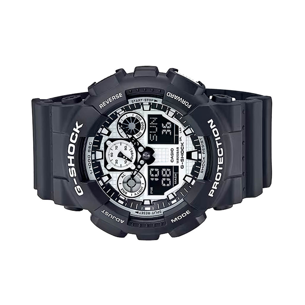 Casio G-Shock GA-100 Series in Black and White #GA100BW-1A — Long