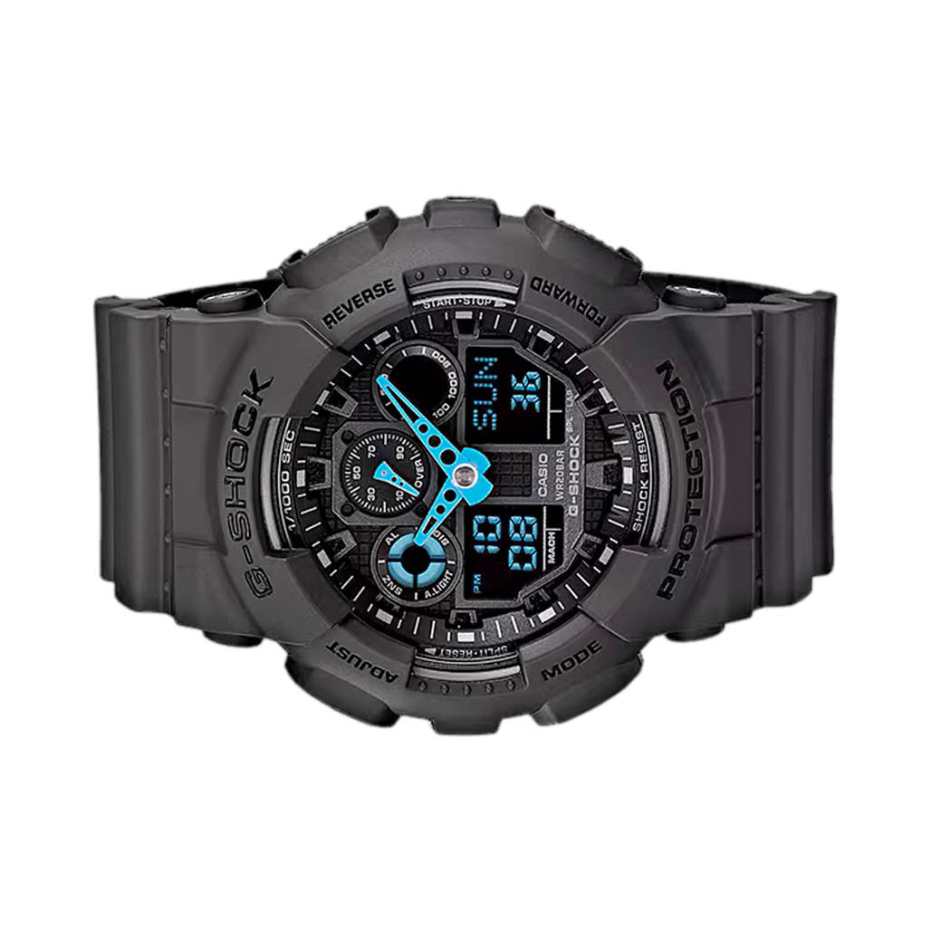 Casio G-Shock GA-100 Series in Black and Blue #GA100C-8A — Long