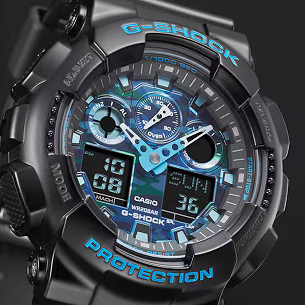 Casio G-Shock GA-100 Series in Black and Blue #GA100CB-1A