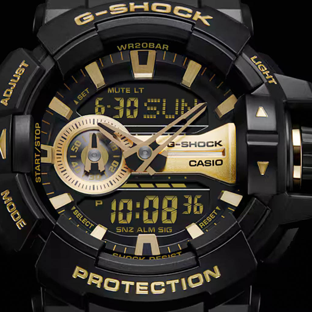 Casio G-Shock GA-400 Series in Black and Gold #GA400GB-1A9 — Long