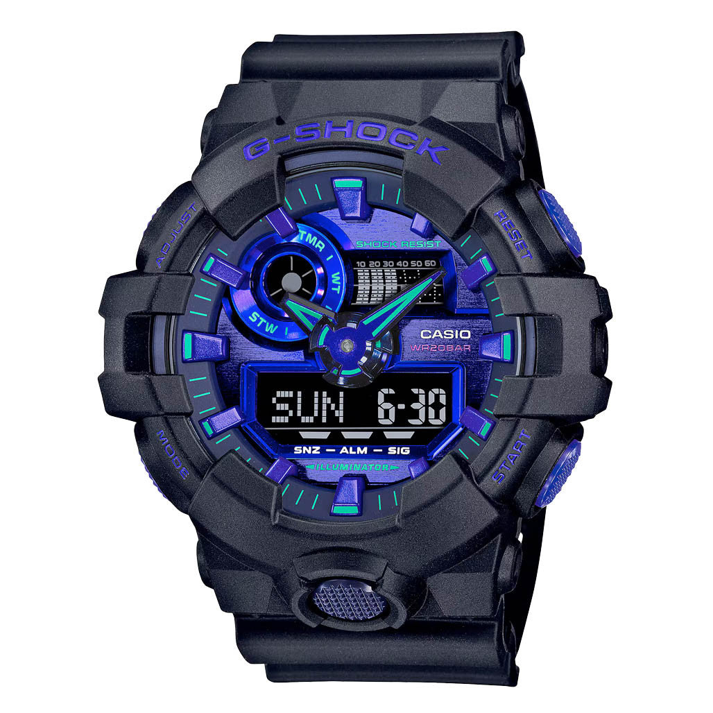 Casio G-Shock GA-700 Series in Black and Purple #GA700VB-1A — Long