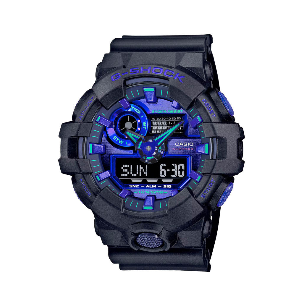 Casio G-Shock GA-700 Series in Black and Purple #GA700VB-1A — Long