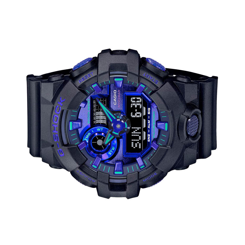 Casio G-Shock GA-700 Series in Black and Purple #GA700VB-1A — Long