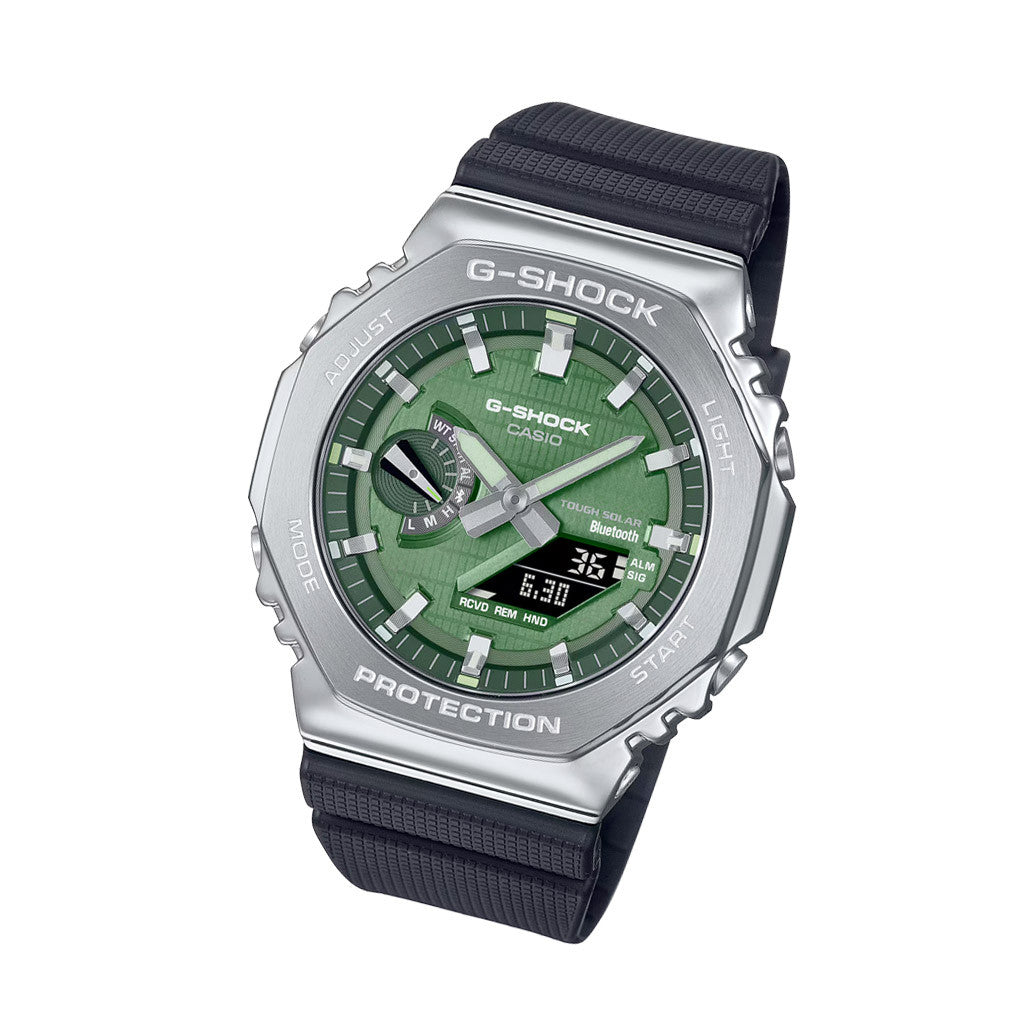 美品　G-SHOCK GA-2110/2100オリーブグリーン Casio G-Shock G-Steel 2100 Series with Green Dial #GBM2100A-1A3
