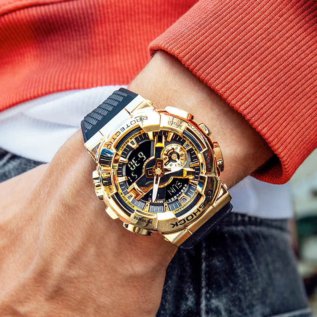 Casio G-Shock GM-110 Series in Black and Gold #GM110G-1A9 — Long