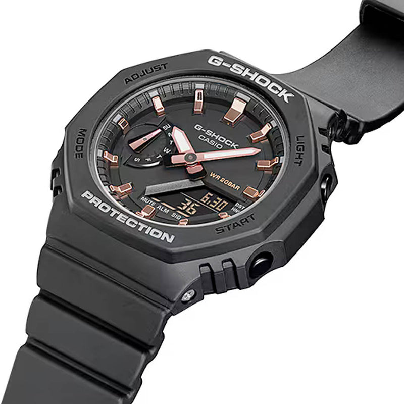 Casio G-Shock Women in Black and Rose Gold #GMAS2100-1A