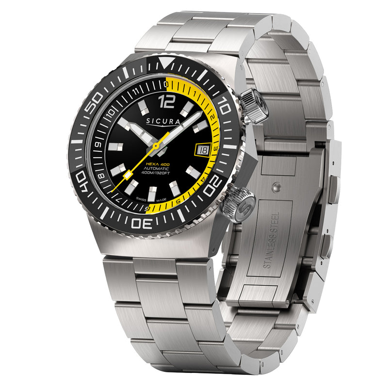 Sicura Hexa 400 Dive Watch with Black Dial #H400.SS.A.40ATM.01.SS