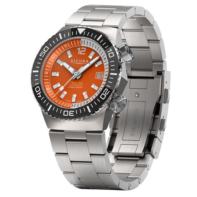 Sicura Hexa 400 Dive Watch with Orange Dial #H400.SS.A.40ATM.03.SS