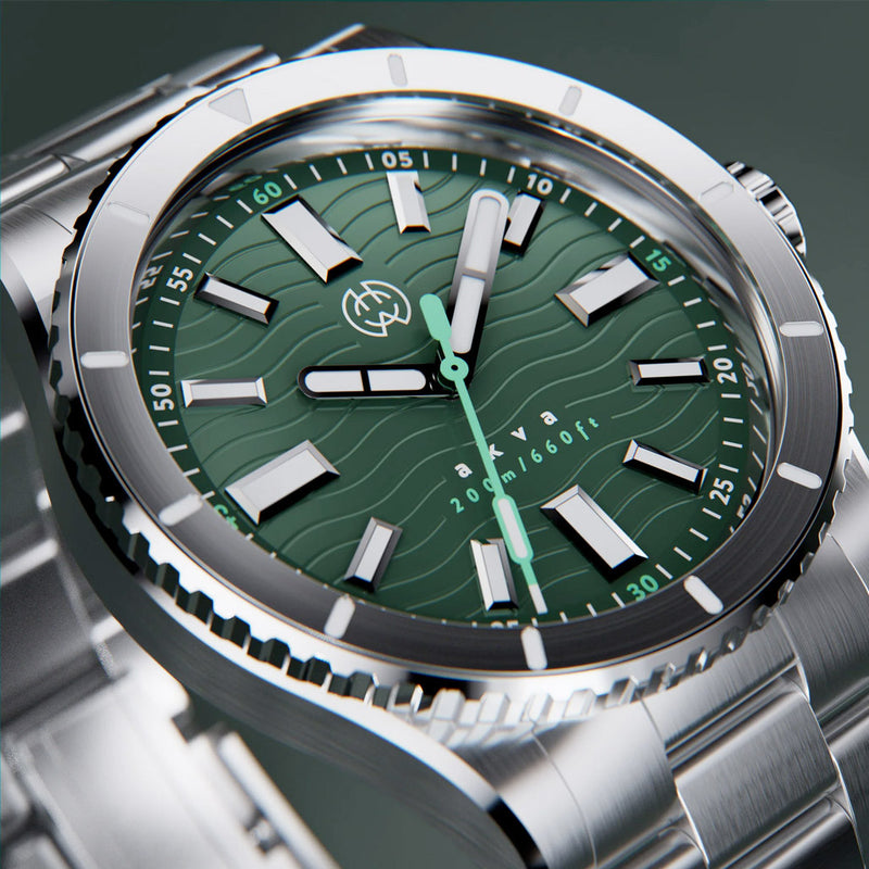 Henry Archer Akva Automatic Dive Watch with Underwater Green Dial #HAC-AKV-UWG-3LI