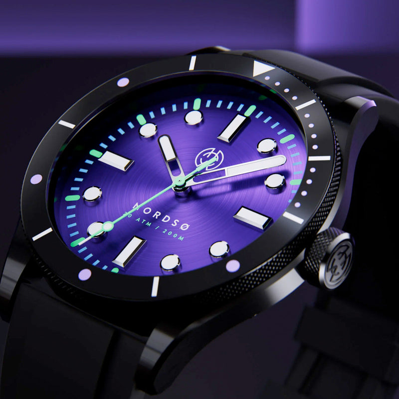 Henry Archer Nordso DLC Automatic Watch with Cosmic Purple Dial #HAC-NOR-CPD-3LI